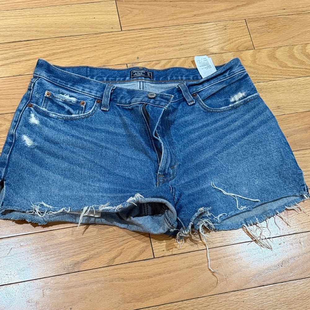 A&F Casual Blue Distressed Jean Shorts